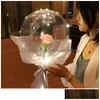 زخرفة الحفلات شفافة Bobo Ball LED Balloon Balloon Rose Bouquet Valentines Day Gift for Birthday Wedding Decor