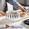 プレート日本の下着手塗りセラミックプレート朝食ハンドルボウル皿セット磁器トレイ家庭用食器