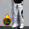 Calças masculinas Plexh Warm Vintage para corredores costura de calça de roupas masculinas Rouno de rua coreano Hiphop Calsas 230107