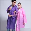 Impermeabili con cappuccio addensare poncho impermeabile donna uomo cappotto antipioggia vento lungo esterno impermeabile trasparente moda impermeabile portatile Vt1 Dhg0T