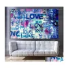 Dipinti Lettere d'amore Wall Art Stampe su tela Graffiti Banksy Poster Immagini Ing Camera da letto Stampe1 Drop Delivery Home Garden Arts Craf Dhsj2