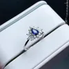 Pierścienie klastra KJjeaxcmy Fine Jewelry 925 Srebrny Srebrny Inkrustowany Naturalny Sapphire Elegancki regulowany Woda Drop Pierścień Pierścień Pierścień