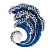 Brosches Cindy Xiang Pearl Blue Color Sea Wave Creative Pin Elegant Women and Men Accessories High Quality 2 Colors tillgängliga