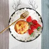 Plates Floral Garden Style Ceramic Plate Creative Home Dessert Hand Painted Cold Dish Pasta Cake Salad Tableware