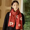 Foulards Laine Écharpe Femmes Pour Automne Hiver Chaud Pur Châles Wraps Lettre Rouge De Luxe Vrai Cou Foulard Femme