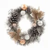 Decoratieve bloemen Lammeren Ooorkrans Small Simple Christmas Silver Gray Rattan Cirkel voor de voordeur 18 inches