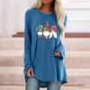 Dames t shirts kerst gedrukte lange mouwen t-shirt vintage vrouwen oversized blusas streetwear harajuku meisjes jaar kleding