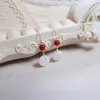 Kolczyki Dangle White Jade Red Agat Drop 14k Gold Ear Haczyk Oryginalny projekt damski biżuteria retro temperament luksusowy prezent