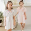 Vestidos de menina Bebezoo Cotton Baby Summer Girls Roupes Puff Sleeve A-Line Dress para 3-8 anos de roupa para crianças roupas