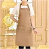 Aventais moda masculino feminino Avental lavável Canvas Pocket Butcher garçom cozinha cozinha unissex cafés à prova d'água de cozimento dheyd
