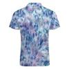 Men's Polos Tie Dye Blue Pink Casual Polo Shirts Aesthetic Art T-Shirts Short Sleeve Design Shirt Beach Streetwear Oversize Clothing Gift