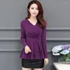 Women's T Shirts Uhytgf Fashion 5xl Big Size Top Female V-Neck Sexig vår Autumn Shirt Topps Damer Långärmad Pullover Women's Tee 332