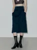 Skirts Women Slit Hem High Waist Pockets A-Line Solid Color Simple Midi Skirt With Sashes