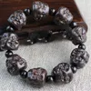 Strand Exquisite Dark Wood Carved Hand String Of Ebony Agilawood Beads Bracelet Personality Men's Gift Atmosphere Arhats