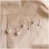 Silver New Simple 925 Sterling Sier Round Ball Stud أقراط للنساء الأذن ثاتر المجوهرات الأزرار