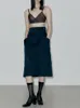 Spódnice Kobiety Zerknij kieszenie na obszycie wysokiej talii A-line stały kolor prosty spódnica midi za pomocą szarf