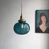Lampes suspendues japonais rétro verre lumières créatives en laiton salon chambre chevet couleur luminaires citrouille suspendus