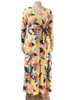 Plus Size Dresses Printed Boho Maxi Dress Elegant Women Summer 2023 Casual V-Neck Party With Belt Clothing Vestido Robe FemmePlus