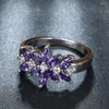 Anéis de casamento Silver Plated Ring Engagement US 7 8 9 Vintage Purple CZ Jewelry Gift Luxury Promise Flower Flower