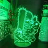 Nattlampor motorsåg man 3d led lampa anime ljus denji makima power pochita figur sovrum dekoration nattljus manga presentbord