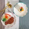 Plates Floral Garden Style Ceramic Plate Creative Home Dessert Hand Painted Cold Dish Pasta Cake Salad Tableware