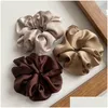 Haaraccessoires 1 pc Satin Silk Solid Color Scrunchies Elastic Bands Dames Girls Ponytail Holder Ties Rope 847 V2 Drop Delivery Baby DHPWV