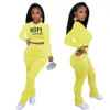 Femmes Survêtements Deux Pièces Ensemble Designer Casual Set Printemps Automne À Manches Longues T-shirt Nope Plissé Tas Pantalon Sportwear 9 Couleurs