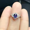 Cluster Rings KJJEAXCMY Fine Jewelry 925 Sterling Silver Inlaid Natural Sapphire Women's Elegant Adjustable Water Drop Gem Ring Support
