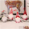 Julekorationer Mini Faceless Old Man Doll Xmas Tree Plush Gnome Santa Hanging Pendant Decoration Home Party Hang Ornament VT DHBQA