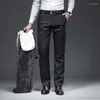 Мужские брюки Зимние классические мужские теплые флисовые флисовые повседневные бизнес -мода сгустить ткани для эластичных тканей мужские брюки одежда