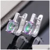 Clip-on vis arrière clipon tendance femme opale pierre petites boucles d'oreilles or rose sier couleur clip pour femmes délicat cristal ovale mariage Dhzqq