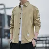 Casual shirts voor heren lente en herfst Hong Kong -stijl bedrukt met lange mouwen shirt heren tij merk los plus size hiphop in je jas