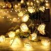 Strängar LED Pink Rose Flower Christmas Lights Holiday String Battery Operated Valentine Wedding Party Decoration Lamp