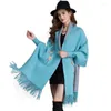 Scarves Autumn Winter Can Wear Shawl Scarf Dual-use Embroidery With Sleeves Wool Cashmere Thick Tassel Cloak Female