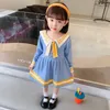 Девушка платья с длинным рукавом платье свитера девушки принцесса детская одежда сладкая вечеринка маленькая моряка