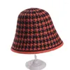 Berets 2023 Fashion Houndstooth Plaid Bucket Hats for Women Men Cotton Fisherman Sun Protection Summer Hip Hop Cap