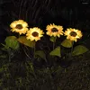 Solar LED Outdoor Lights Sunflower Garden Lighting Creative Stora realistiska blommor Landskapsljus för gårdens främre uteplats