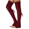 Women Socks Knitted Winter Knee High Thigh Tie Cable Long Boot Ladies Warmer