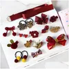 H￥rtillbeh￶r 18st/Lot Baby Girl Clip Set Ribbon Bowknot Crown Barrettes Children Boutique Headwear Hairpins 584 K2 Drop Deliver Dhzy6