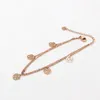 Anklets Martick Sweet Woman Summer Jewelry Five Saturna Flower Rose Gold Color for Waterproof Ank46