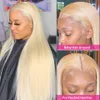 NXY LACE Peruki 13x4 Blondynka Przód proste ludzkie włosy dla czarnych kobiet wstępnie wyrzucone brazylijskie 30 -calowe 613 HD Frontal 230106
