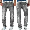 Jeans Uomo Uomo Trendy Linea Casual Pantaloni Lunghi Dritto Uomo Hip-Hop Denim Moda Taglia Grande 5XL Lugentolo