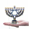 Candle Holders H D 9 Branch Magen David Menorah Handpilder Holder Collection voor Hanoeka Shabbat Christmas Ceremony Home Decor Gif Dhn9n