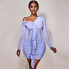 Casual Dresses Women's Pleated Dress Fashionable Ruffle Stitching Sexy Hip Robe Femme Vestido Feminino Roupas Femininas