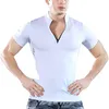 T-shirts pour hommes Robe de manchette française Slim pour hommes Stand Chemise pour hommes Manches Rose Fit ShirtMen's