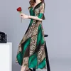 Casual Kleider Vintage Frauen Langes Kleid Elegante Mode Robe Femme Sommer V-ausschnitt Knielangen Kurzarm Leopard Print SummerCasual