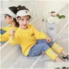 Clothing Sets Girls Sports Suits Fashion Denim Stitching Set For Teenage Girl Spring Autumn Tracksuit Kids Clothes Letter Sportswear Dhvuh