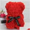 Couronnes De Fleurs Décoratives Goutte Ours En Peluche Rose Fleur 25Cm Mousse De Savon Artificiel De Roses Année Cadeaux Pour Femmes Saint Valentin Cadeau Del Dh4Uf