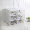 Storage Boxes Bins Thickened Transparent Shoe Box Household Plastic Artifact Simple Mtilayer Cabinet Rack Assembly Japanese Style Dhgzb