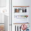 Ganchos Adsorción magnética Refrigerador Estante lateral Montado en la pared Soporte de almacenamiento multifunción Estante para toallas de papel de cocina WF1021